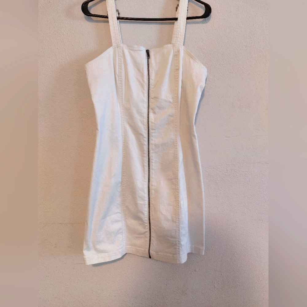 So White Denim Zipup Dress